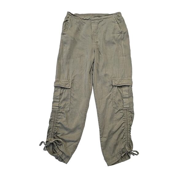 Paparazzi Tencel Cargo Pants Women's Large Cinched Leg Boho Baggy Sage Green - Picture 1 of 8